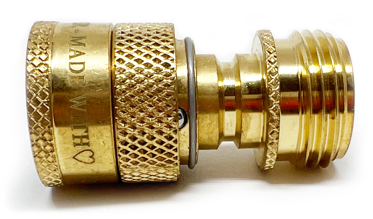 World's Best Lead-Free Brass Garden Hose Quick Connect Set - 1 Female and 2 Male Fittings for RV & Home Use