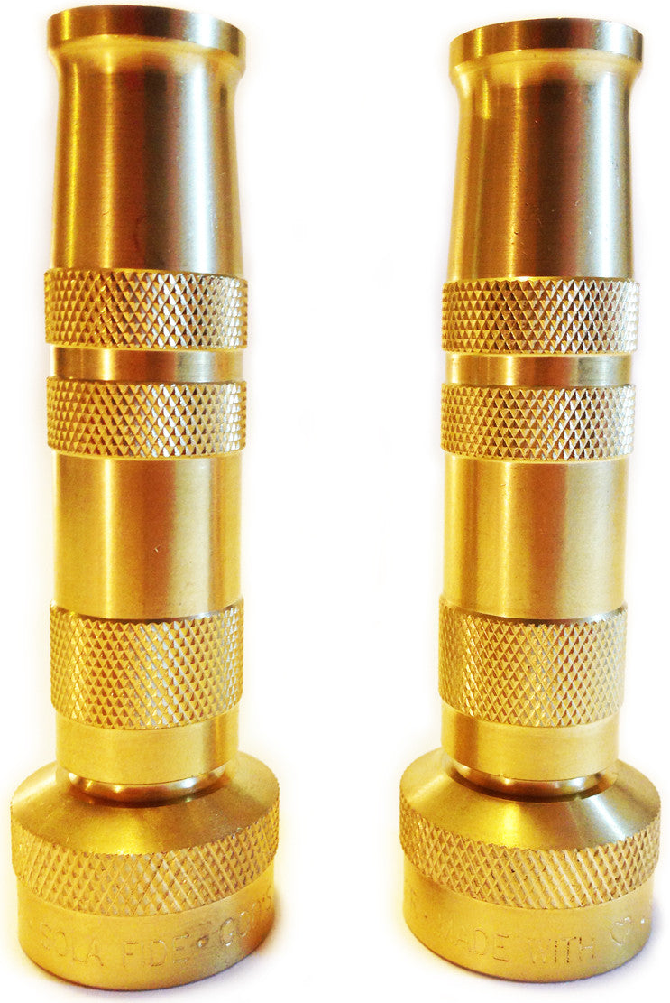 Hose Nozzle High Pressure - Lead-Free Brass for Car or Garden - Best Hose Nozzle - Solid Brass Fittings - 2 Nozzle Set - Lifetime Guarantee - Adjustable Water Sprayer From Spray to Jet - Heavy Duty - Fits Standard Hoses - With Gardening Secret E-book