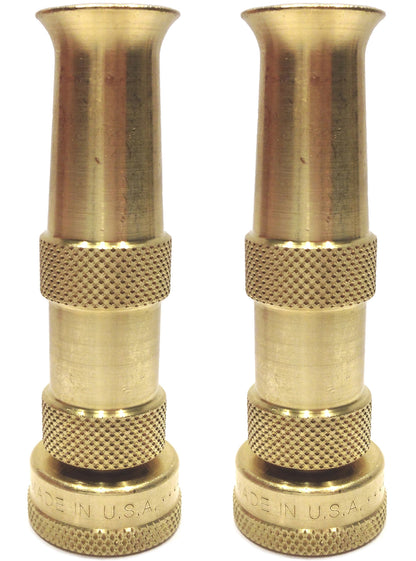 Hose Nozzle High Pressure for Car or Garden - Best Hose Nozzle Made in USA - Solid Brass Fittings - 2 Nozzle Set - Lifetime Guarantee - Adjustable Water Sprayer From Spray to Jet - Heavy Duty - Fits Standard Hoses - With Gardening Secret E-book