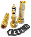 Hose Nozzle High Pressure - Lead-Free Brass for Car or Garden - Best Hose Nozzle - Solid Brass Fittings - 2 Nozzle Set - Lifetime Guarantee - Adjustable Water Sprayer From Spray to Jet - Heavy Duty - Fits Standard Hoses - With Gardening Secret E-book