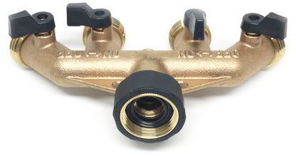 World's Best 4-Way Water Shut Off Valve by the World's Best Brass Hose Nozzles: Solid Brass Hose Splitter Rust and Corrosion Resistant, Connect Multiple Garden Hoses and Sprinklers To Faucet, Outdoor Tap Adapter