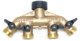 World's Best 4-Way Water Shut Off Valve by the World's Best Brass Hose Nozzles: Solid Brass Hose Splitter Rust and Corrosion Resistant, Connect Multiple Garden Hoses and Sprinklers To Faucet, Outdoor Tap Adapter